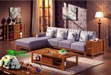 现代中式柚木家具 单双位沙发 组合沙发 转角贵妃沙发 布艺沙发