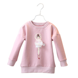 2015秋冬新款童装 芭蕾舞女孩女童加绒长袖卫衣 儿童套头绒衫 T恤