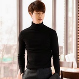 韩国代购男装秋季新款韩版修身高领紧身长袖t恤显瘦肌肉男打底衫