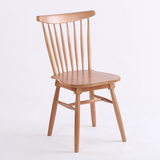 美式乡村餐椅 个性酒店咖啡厅餐桌椅北欧白橡木椅实木复古温莎椅