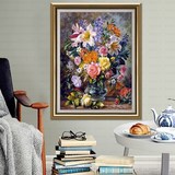 满绣十字绣玄关走廊竖版欧式世界名画油画十字绣客厅小幅花卉系列