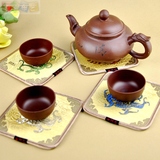 云锦真丝杯垫创意绣花神兽杯垫中国风特色送老外礼品中式古典茶垫