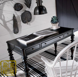 特价实木书桌 法式书桌写字台欧式美式乡村黑色做旧样板间书桌