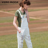 Vero Moda2016新品破洞前袋直筒牛仔背带裤316164005