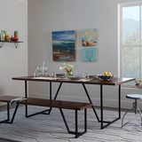 简约现代时尚铁艺实木餐桌椅组合办公桌会议桌书桌咖啡厅酒吧桌椅
