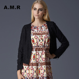 A．M．R/艾米瑞女式短款时尚修身显瘦百搭小香风针织短d外套