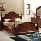 新古典美式乡村实木床1.5 1.8 2米欧式双人床储物床深色家具现货