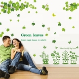 卧室客厅简约绿色花盆枫叶墙贴玄关腰线装饰贴画贴纸田园欧式风格