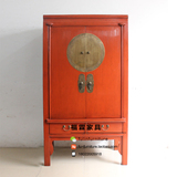 现货明清中式仿古典家具实木橙色大衣柜衣橱简易储物柜斗柜边柜
