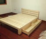 包邮实木床松木儿童床大床加宽加长拼接床单人双人榻榻米床架定制