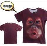 特价促销3D豹纹控动物图案3DT恤3d立体短袖t恤男士情侣装夏季衣服