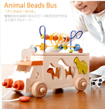 日本出口儿童宝宝木质拉拉车动物车模型珠算 儿童益智早教玩具