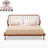 天昊斯  全进口实木床 北欧1.8米柚木双人床 简约原木卧室家具