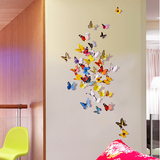 创意 3D仿真蝴蝶立体墙贴 客厅卧室儿童房墙面装饰炫彩电视墙贴画