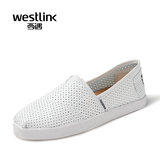 Westlink/西遇2016夏季新款 一脚蹬懒人鞋平底玛丽鞋镂空女帆布鞋