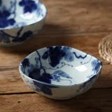 日本进口釉下彩大号米饭碗日式泡面碗和风汤碗陶瓷面碗麻辣烫碗