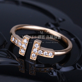 MUSE高级珠宝 18K玫瑰金结婚钻戒 T形开口求婚戒指女镶嵌钻石戒指