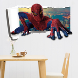 卡通动漫3D立体穿墙蜘蛛侠可移除墙贴纸儿童房卧室客厅创意背景墙