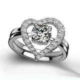 50分仿真钻石戒指女 心形微镶钻戒四爪套戒叠带戒指女 结婚戒指女