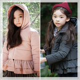 2015韩版女童外套连帽上衣童装夹棉大衣秋冬季长袖加厚中大童棉袄