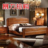 简约高档白色现代中式橡木床1.5米1.8地中海实木床类双人床高箱床