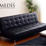 日式小户型皮艺沙发双人位简约现代客厅休闲沙发可折叠功能沙发床