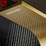 套装浴室挂墙式明装淋浴柱金色增压304不锈钢淋浴屏恒温按摩花洒