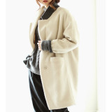 2015秋冬新款羊毛呢大衣羊绒外套西服女装韩版中长款茧型宽松简约