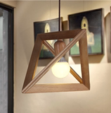 现代新中式三角形木框实木水曲柳吊灯简约个性咖啡厅吧台外贸灯具