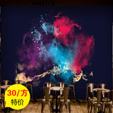 韩式抽象艺术水彩涂鸦壁纸酒吧餐厅音乐室咖啡店壁画客厅卧室墙纸