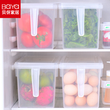 日本进口带手柄食物收纳盒冰箱保鲜盒水果蔬菜收纳筐带盖收纳4.7L