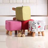 小换鞋凳儿童实木整装小板凳布艺圆凳可拆洗矮凳子沙发方凳茶几凳