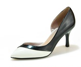 Daphne达芙妮新款专柜正品拼接撞色细高跟侧空尖头单鞋1015101060