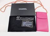 Chanel vintage香奈儿链条包 粉色荔枝皮手机包 斜挎包古董包新品
