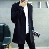 韩版正品春2016修身型男士风衣中长款针织外套日系青年潮流男装薄