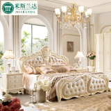 米斯兰达 欧式白色实木床奢华 双人1.8橡木床类法式公主床现货101