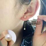 韩国正品代购进口纯14K黄金耳钉女 珍珠六爪锆石耳线组合款耳钉女