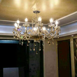 西玛亮格欧式客厅复古蜡烛水晶灯具 豪华包房进口香槟色水晶吊灯