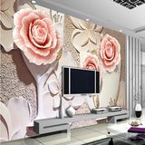 玉雕浮雕玫瑰3D立体墙纸电视背景墙卧室客厅壁画墙纸大型无缝壁纸