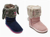 英国NEXT童鞋代购 女童女宝小兔子造型针织筒加厚磨砂皮雪地靴