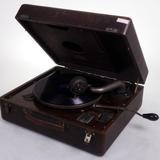 古董老物件Mikasa手提箱式 唱机78转手摇留声机发条有力音质良