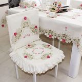 热卖绣花椅子套 餐椅套布艺坐垫靠背套欧式家用简约现代餐桌椅子