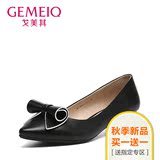 GEMEIQ/戈美其2016秋季新款浅口尖头女鞋优雅蝴蝶结舒适粗跟单鞋