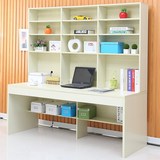 家具双人电脑桌带书架柜组合台式家用简约现代书桌办公桌子学习写
