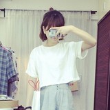 2016夏装新款韩版宽松露脐大码短袖T恤女半袖短款上衣学生短装潮