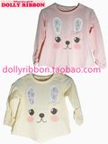 日本Dolly Ribbon童装秋冬新款女童/女婴长袖碎花小兔子T恤 1810