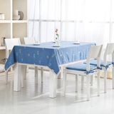 桌布布艺长方形绣花餐桌布田园宜家客厅简约现代茶几台布桌垫蓝色