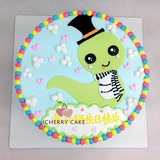 【爱樱桃】手绘蛇宝宝 重庆生日蛋糕配送/卡通蛋糕/生肖儿童蛋糕