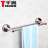 浴室吸盘毛巾架TISION强力无痕40cm免打孔不锈钢双杆壁挂毛巾挂