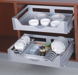 铝合金拉篮 太空铝 厨柜拉篮厨房橱柜碗篮 阻尼导轨